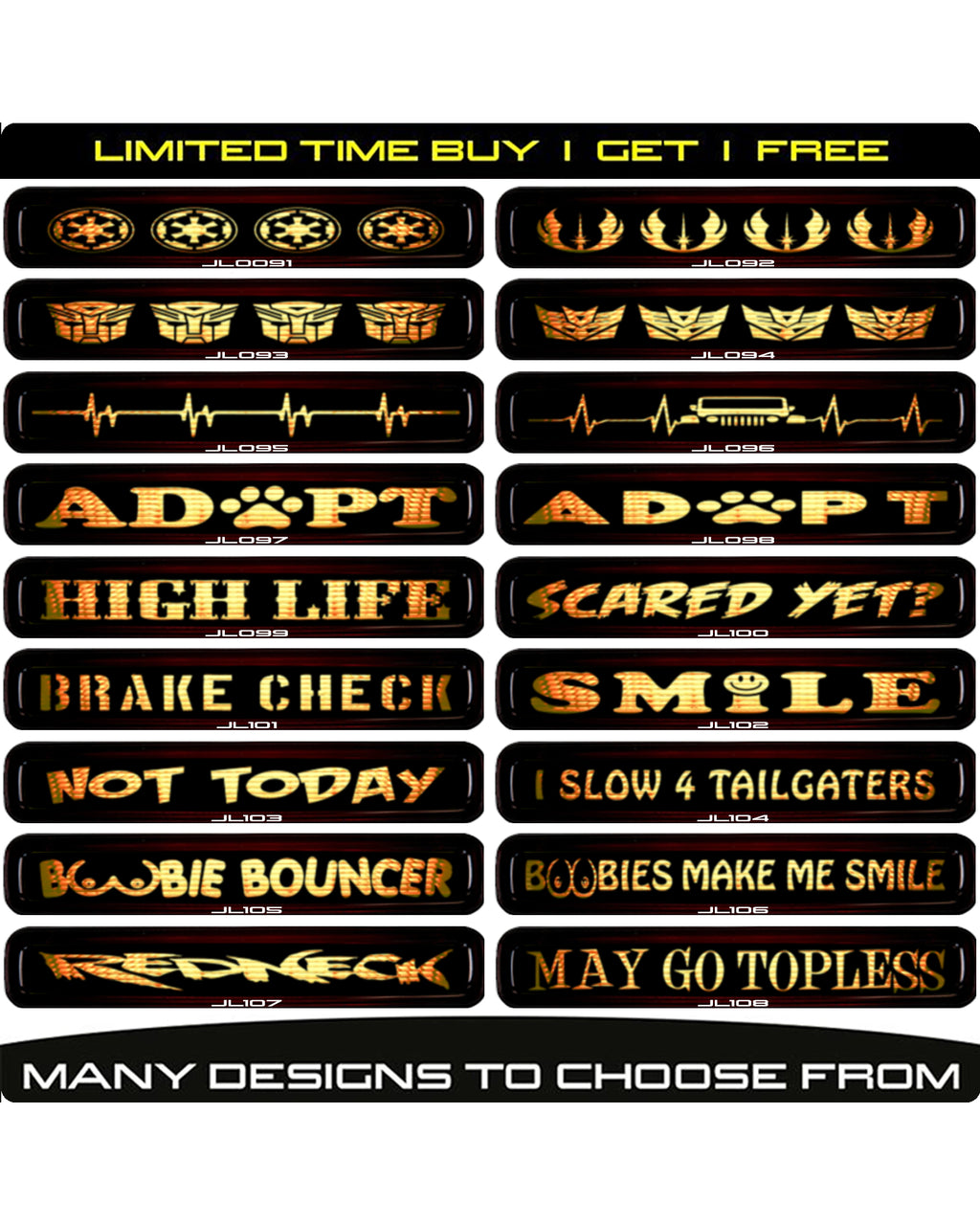 3rd Brake Light Overlays for All Jeep Wrangler JL / JLU Models!