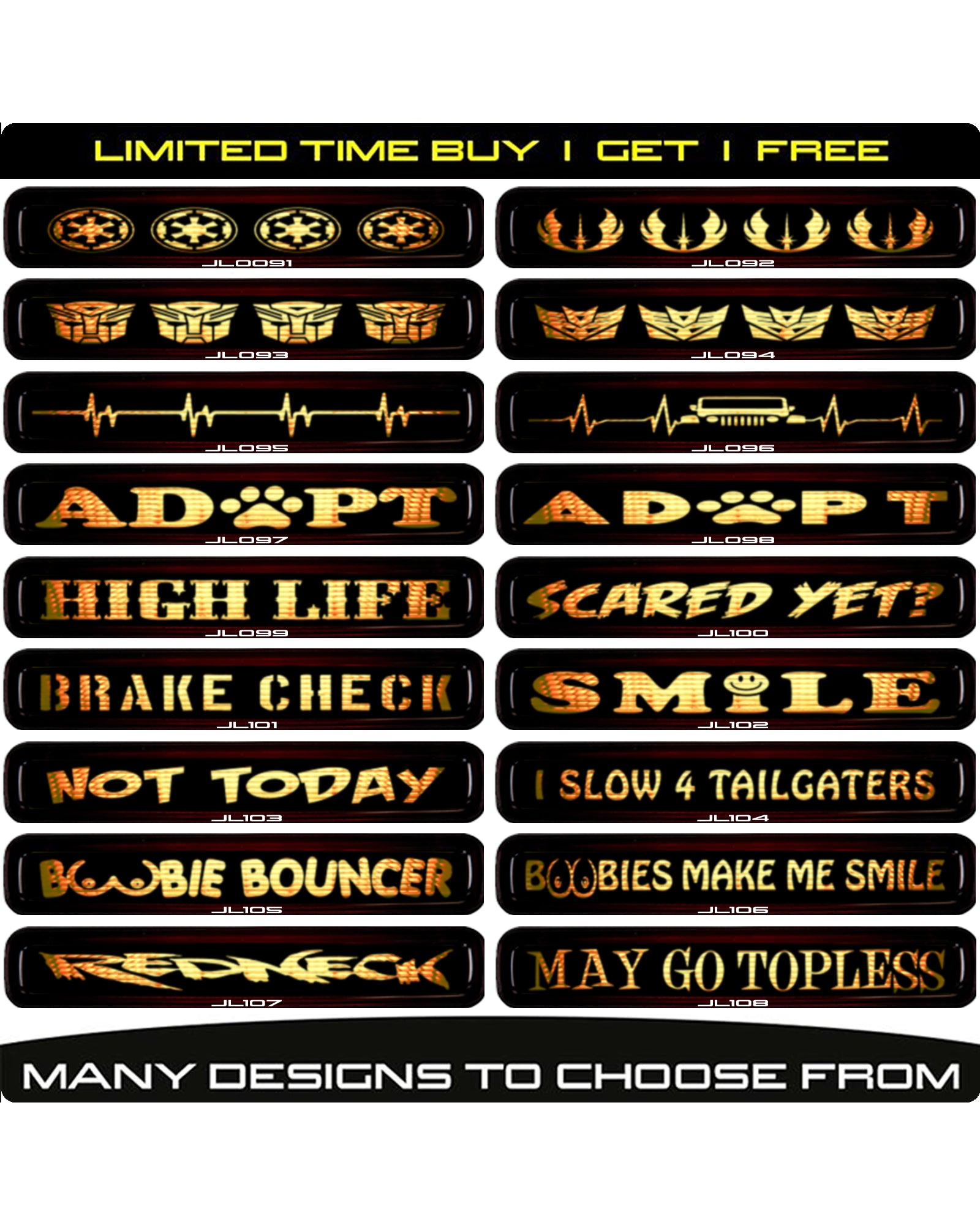 3rd Brake Light Overlays for All Jeep Wrangler JL / JLU Models!